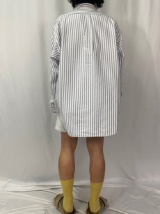 画像4: Ralph Lauren "BIG SHIRT" ポロベア刺繍 ストライプ柄 コットンボタンダウンシャツ L (4)