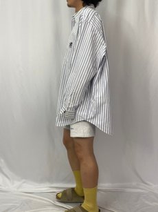 画像3: Ralph Lauren "BIG SHIRT" ポロベア刺繍 ストライプ柄 コットンボタンダウンシャツ L (3)