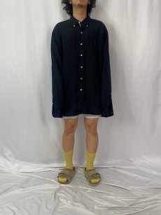 画像2: Ralph Lauren "CLASSIC FIT" リネン×シルクボタンダウンシャツ XXL (2)