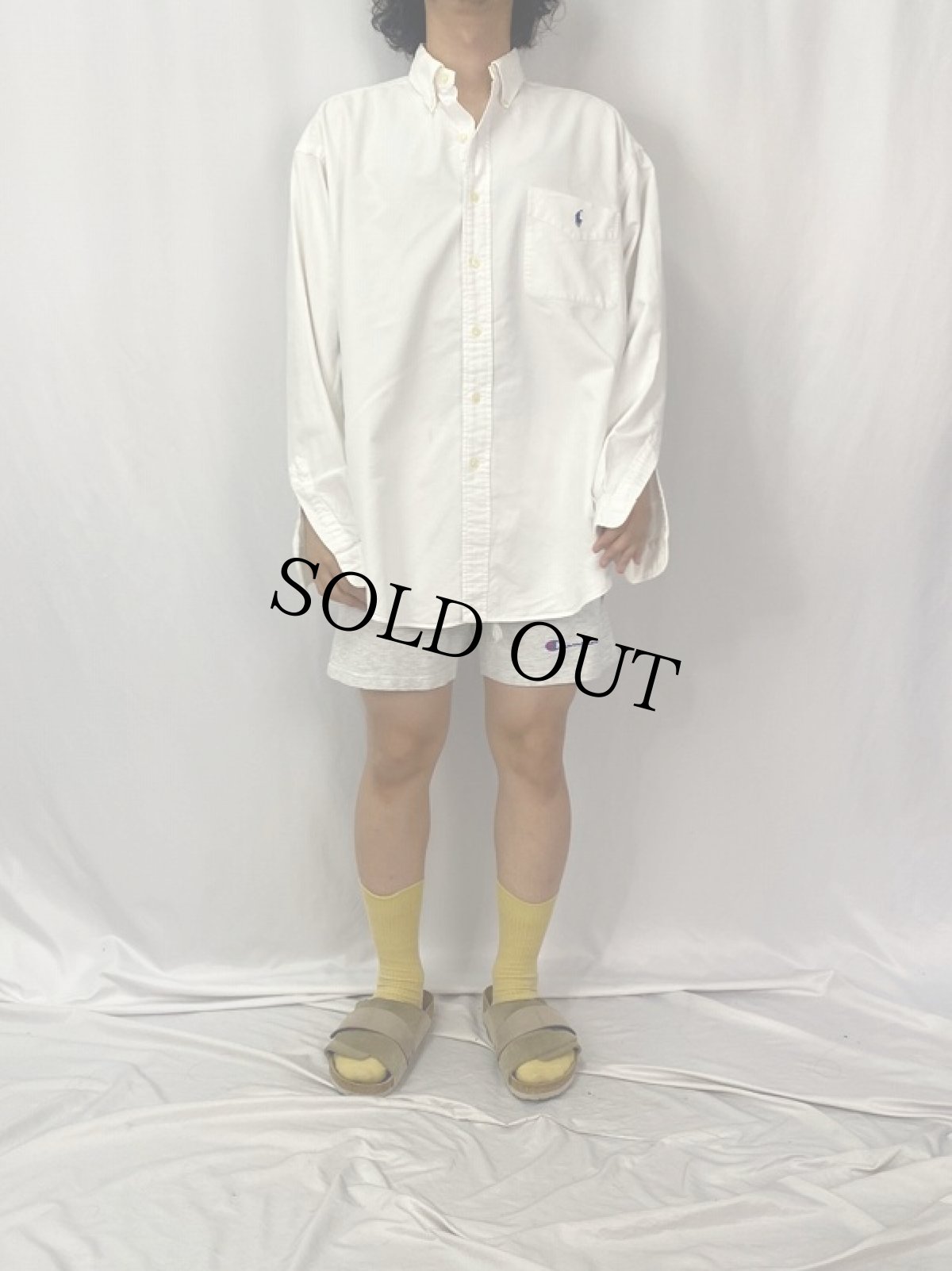 画像2: Ralph Lauren "BIG SHIRT" コットンボタンダウンシャツ L (2)