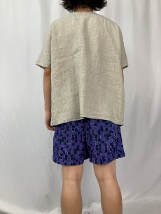 画像4: FLAX ボーダー柄 リネンTシャツ L (4)