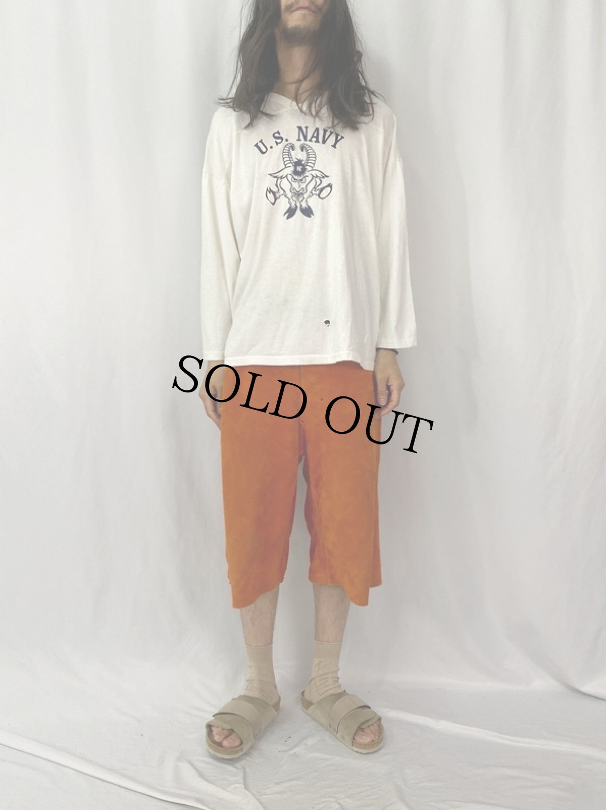 画像3: 70〜80's Velva Sheen USA製 "U.S.NAVY" プリントフットボールロンT XL (3)