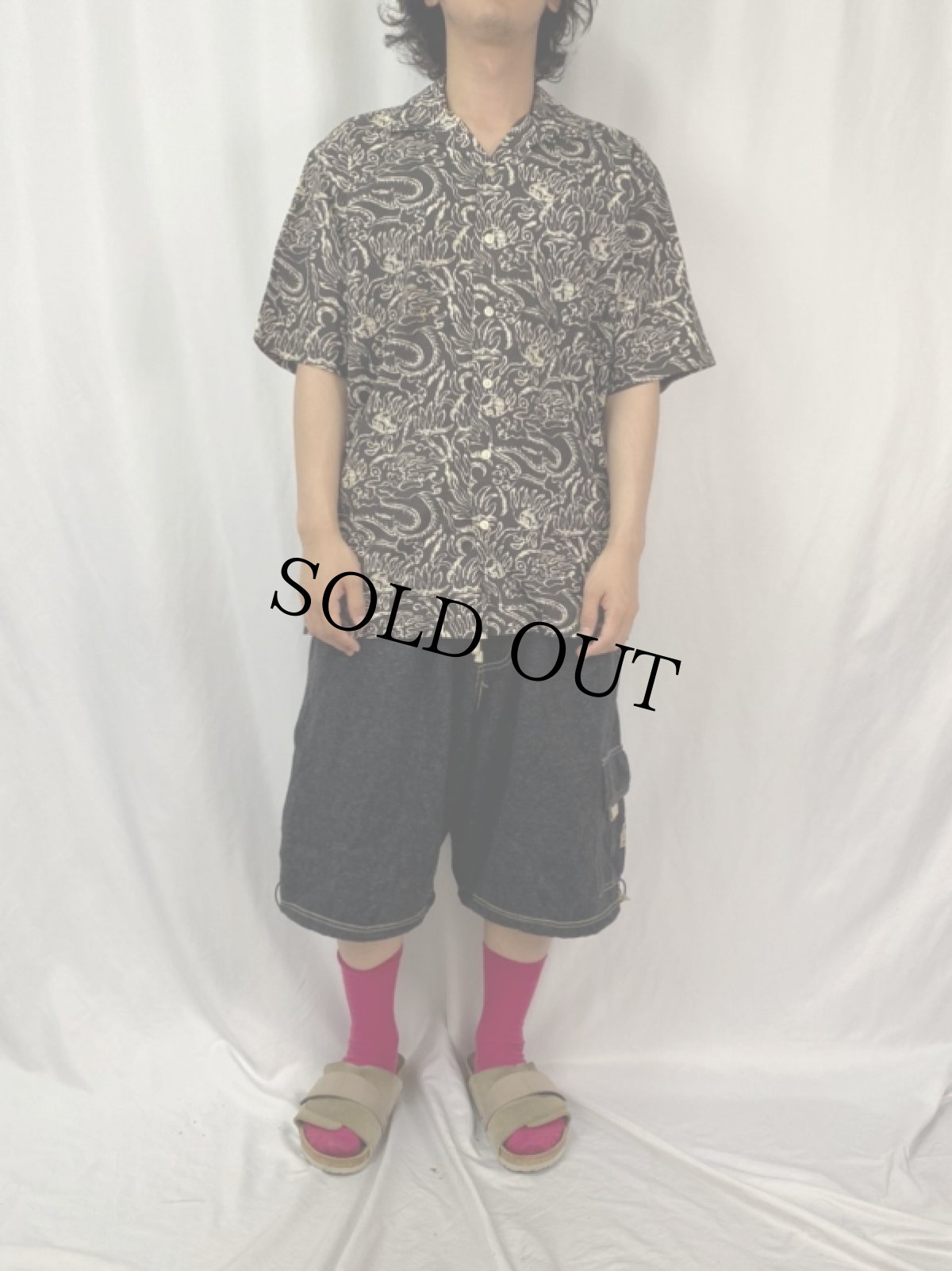 画像2: POLO Ralph Lauren "CLAYTON" 総柄オープンカラーシャツ S (2)