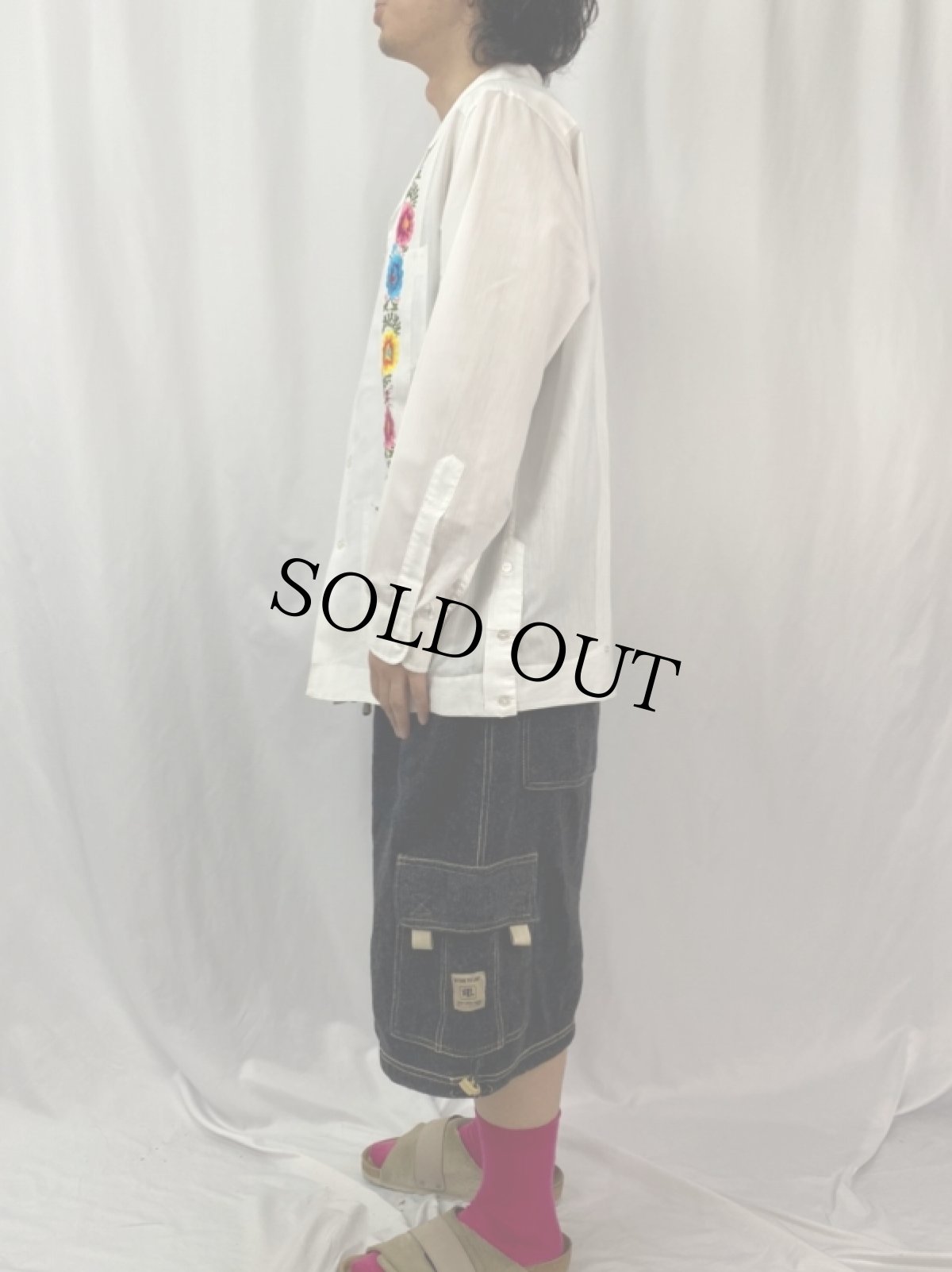 画像3: 花柄刺繍デザイン キューバシャツ (3)