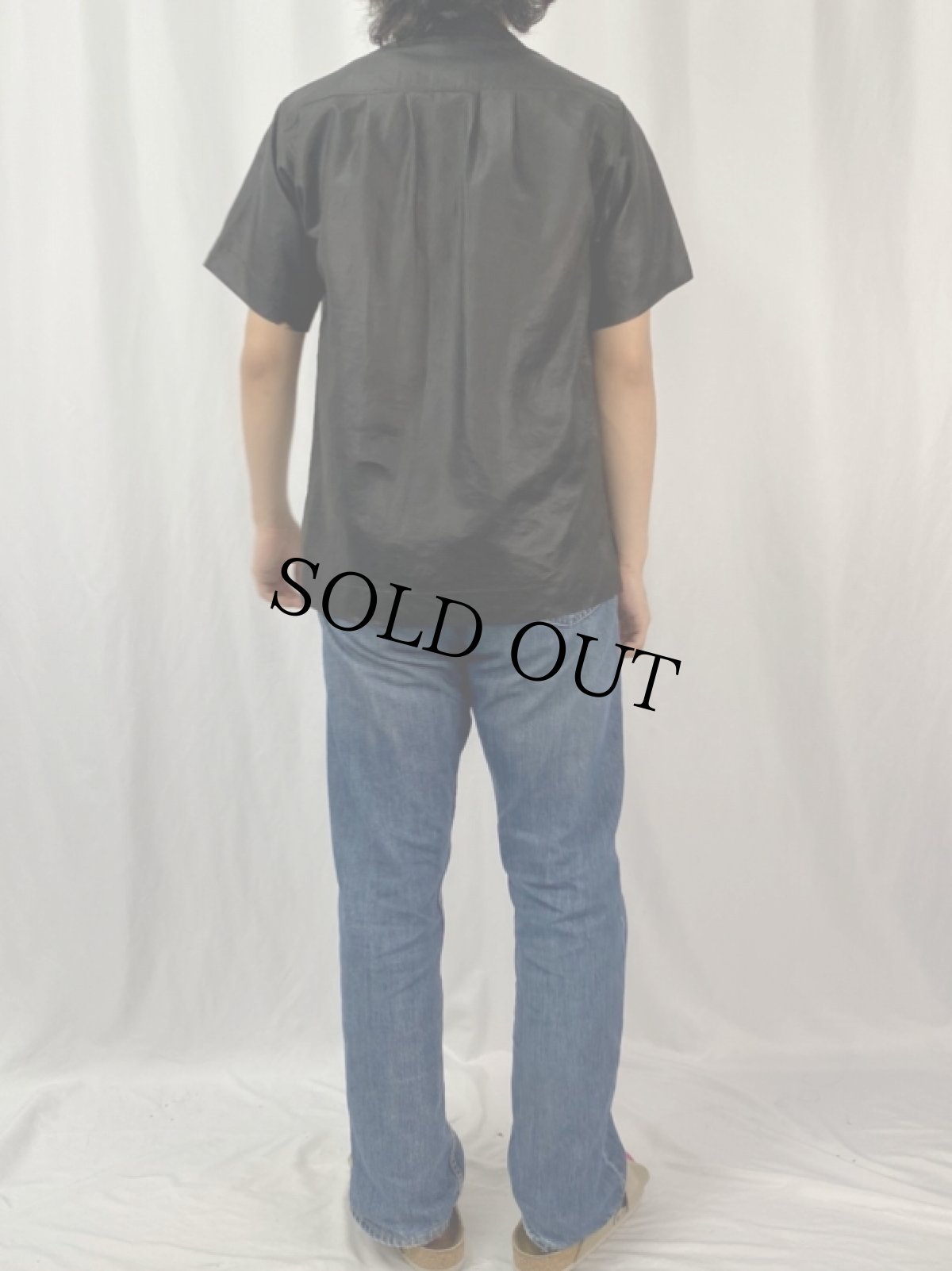 画像4: 40's 猫目ボタン コットンオープンカラーシャツ (4)