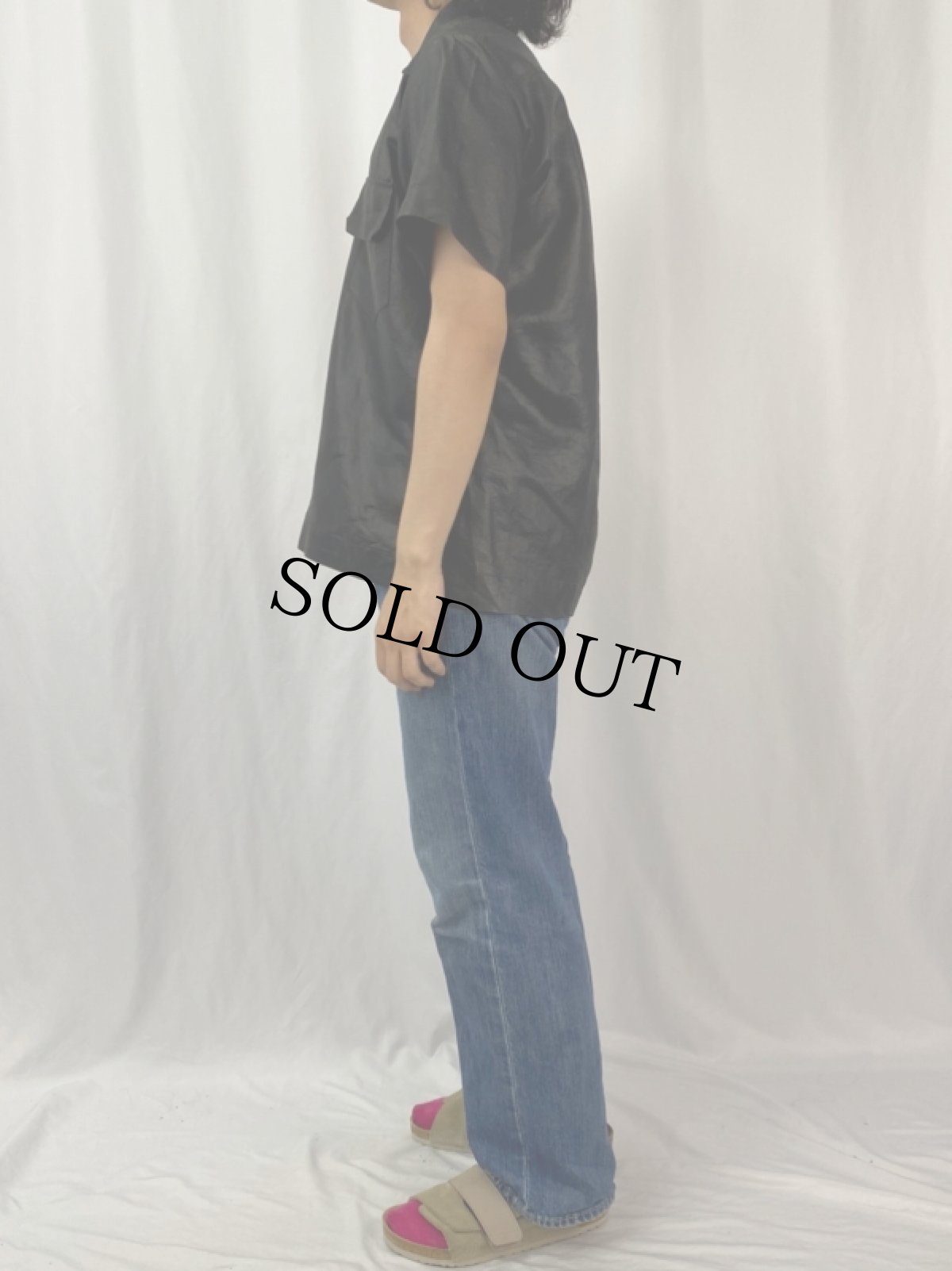 画像3: 40's 猫目ボタン コットンオープンカラーシャツ (3)