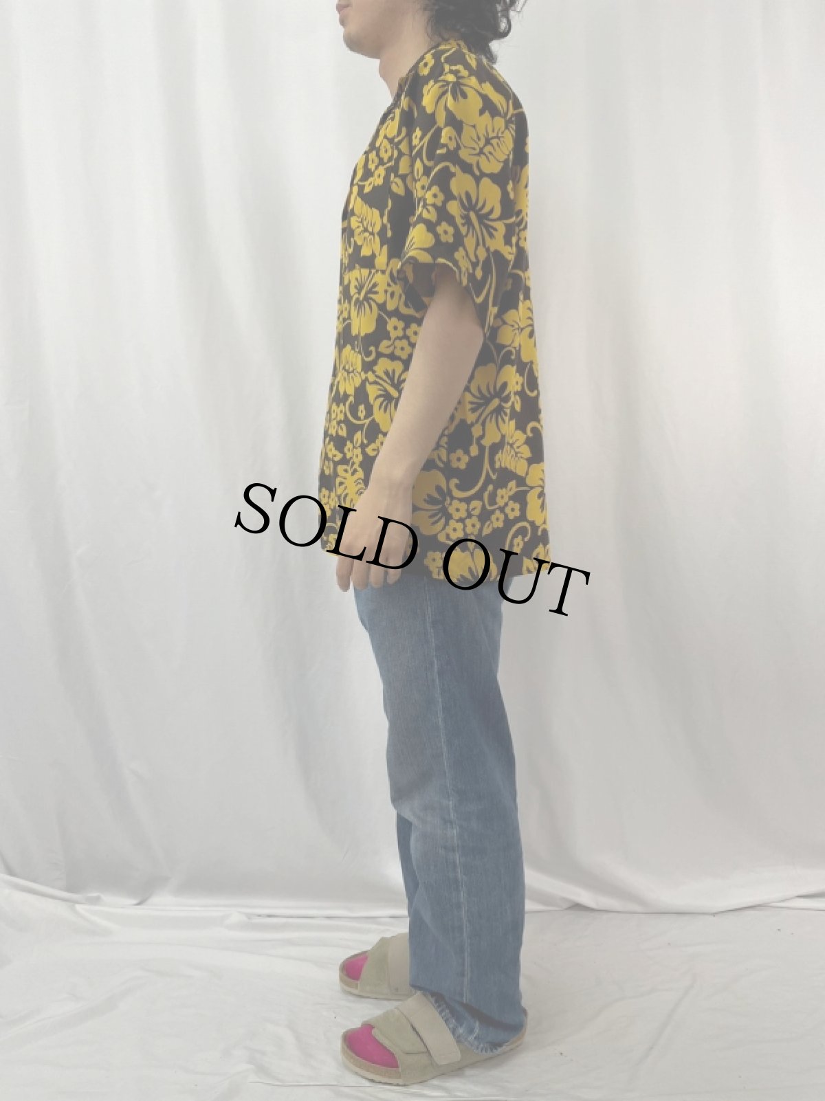 画像3: 70〜80's USA製 花柄ハワイアンシャツ M (3)