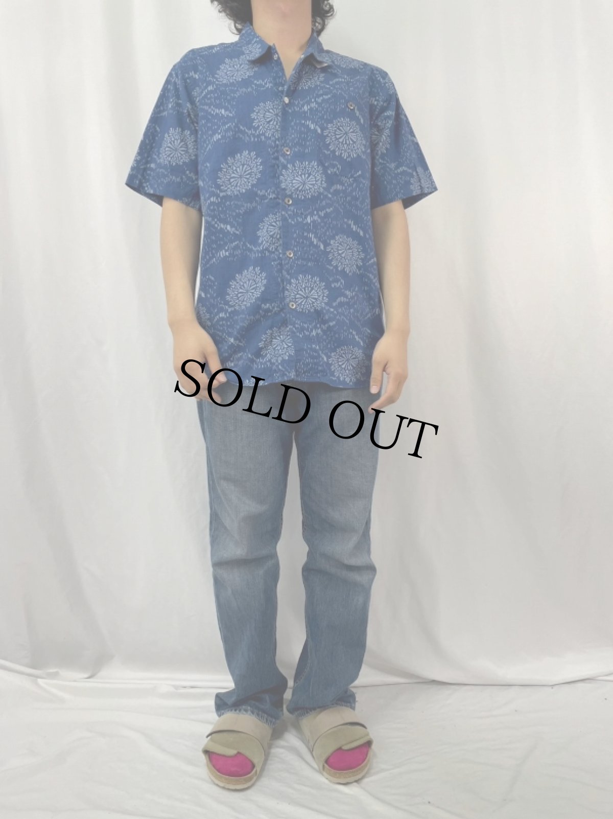 画像2: Patagonia 総柄コットンシャツ M (2)