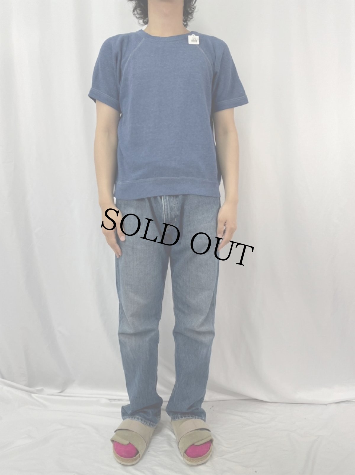 画像2: 80's Sportwear 無地 ラグラン半袖スウェット M (2)