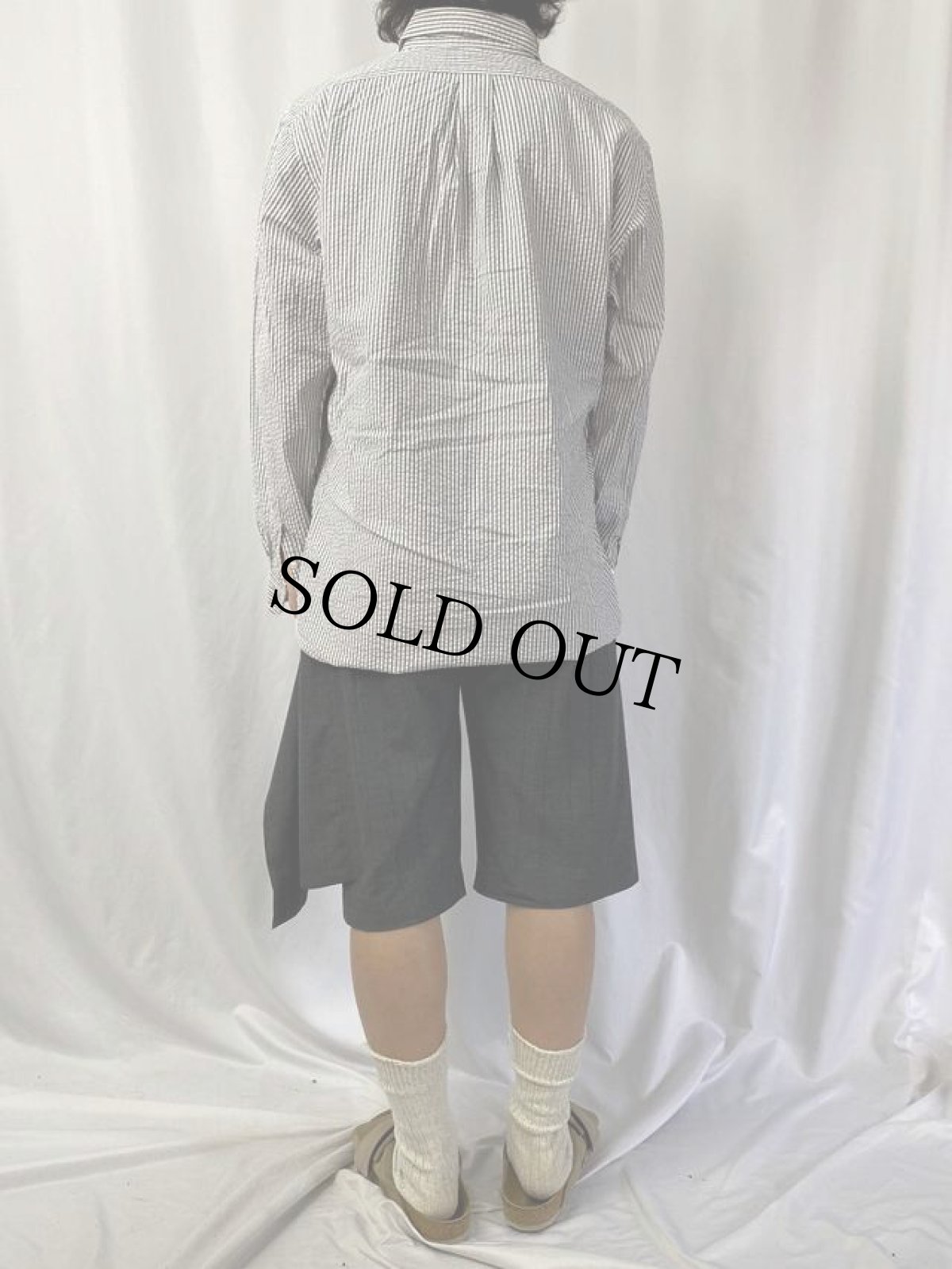 画像4: Ralph Lauren ストライプ柄 シアサッカーボタンダウンシャツ L (4)