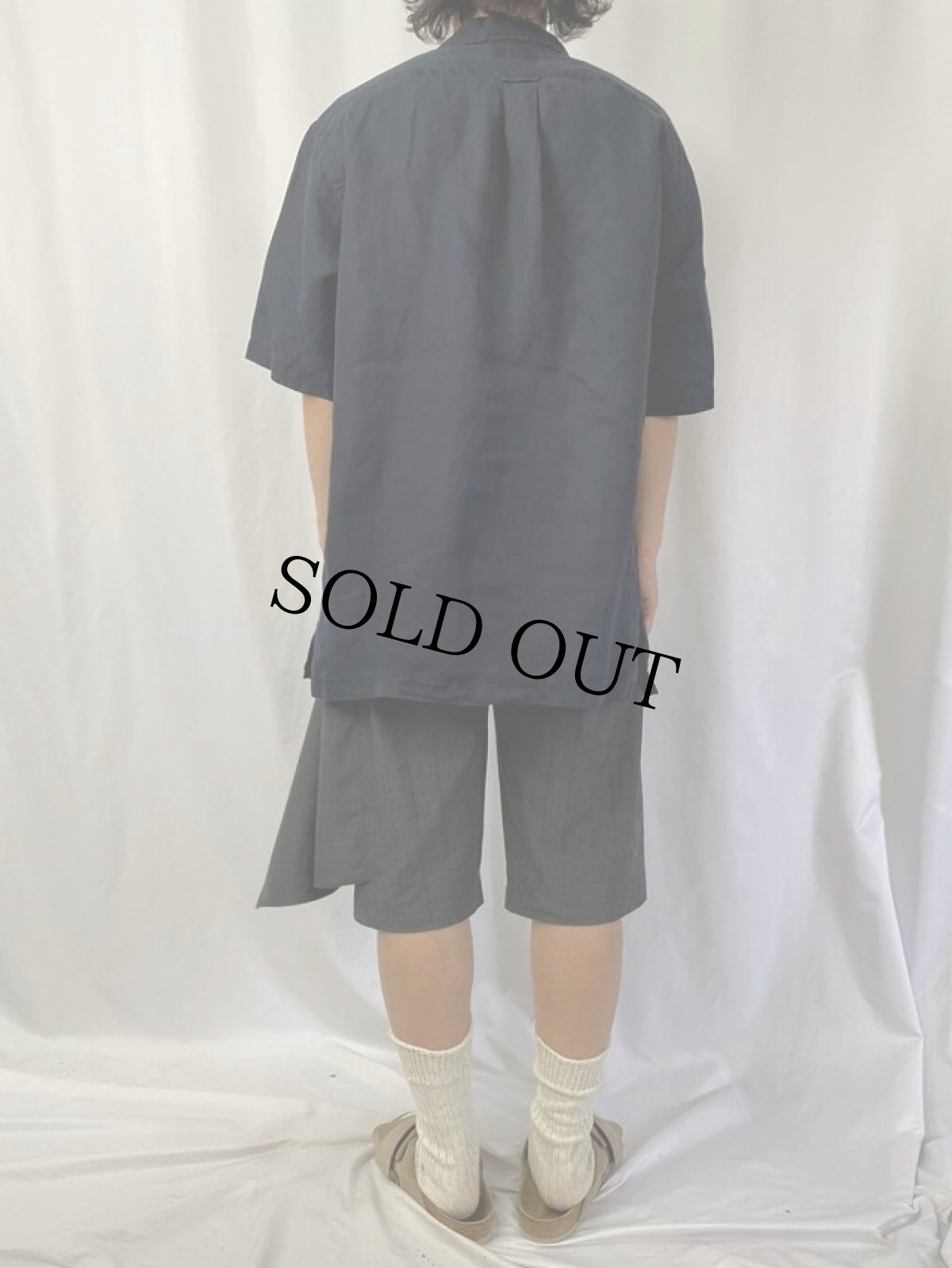 画像4: POLO Ralph Lauren リネン×シルク オープンカラーシャツ BLACK L (4)