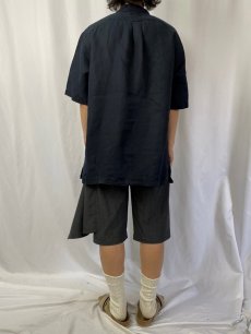 画像4: POLO Ralph Lauren リネン×シルク オープンカラーシャツ BLACK L (4)