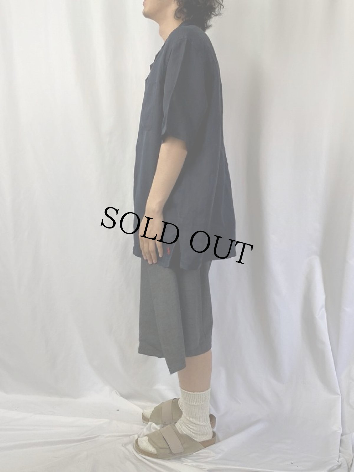 画像3: POLO Ralph Lauren リネン×シルク オープンカラーシャツ BLACK L (3)