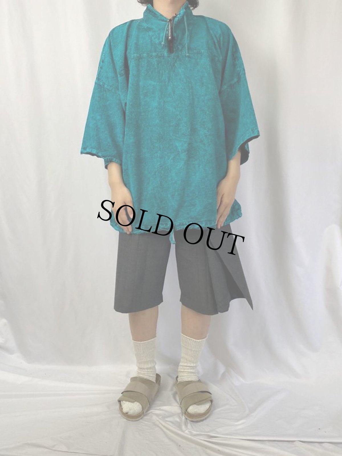 画像2: 90's EZZE WEAR "HONEY-KOMB" CANADA製 ハーフジップ コットンプルオーバーシャツ L (2)