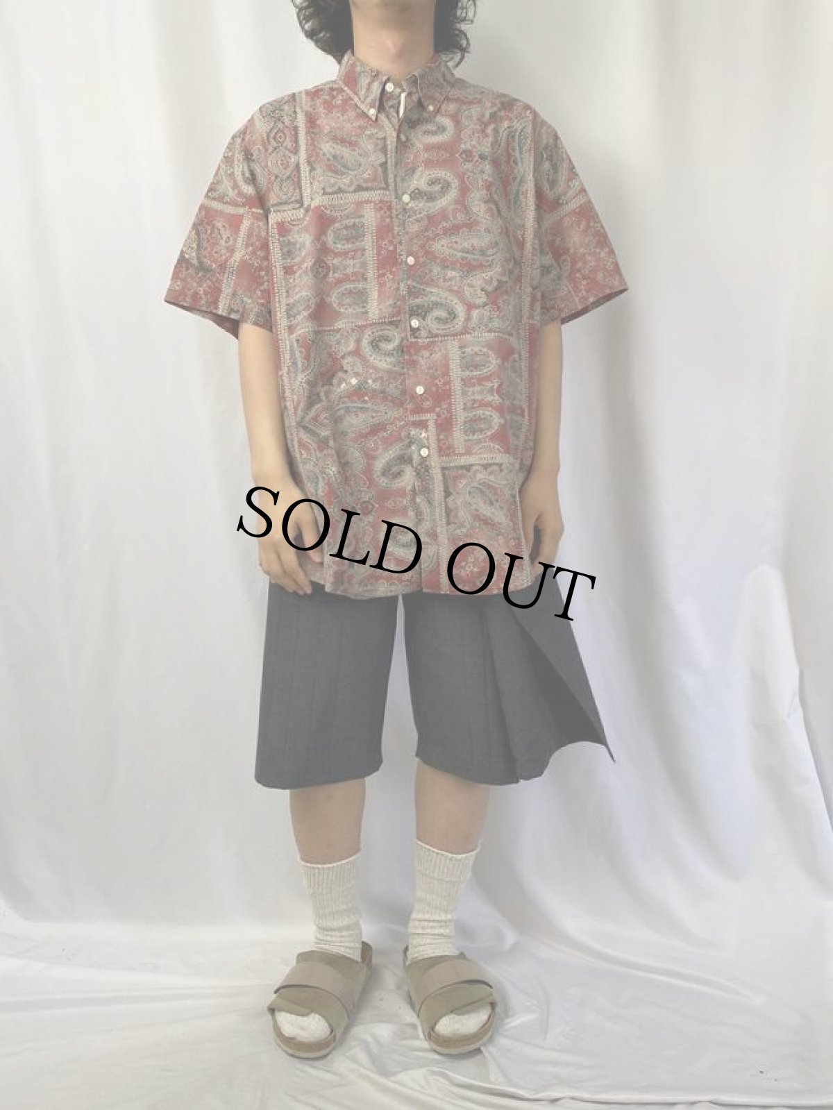 画像2: Ralph Lauren ”CUSTOM FIT" ペイズリー柄 コットンボタンダウンシャツ XXL (2)