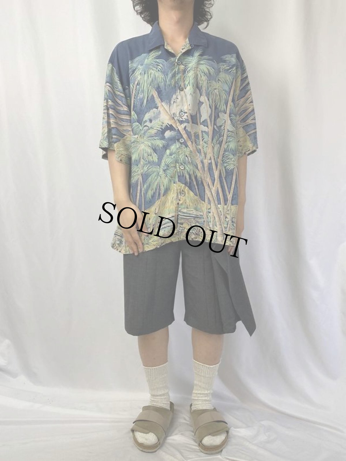 画像2: Garys Island シルクハワイアンシャツ L (2)