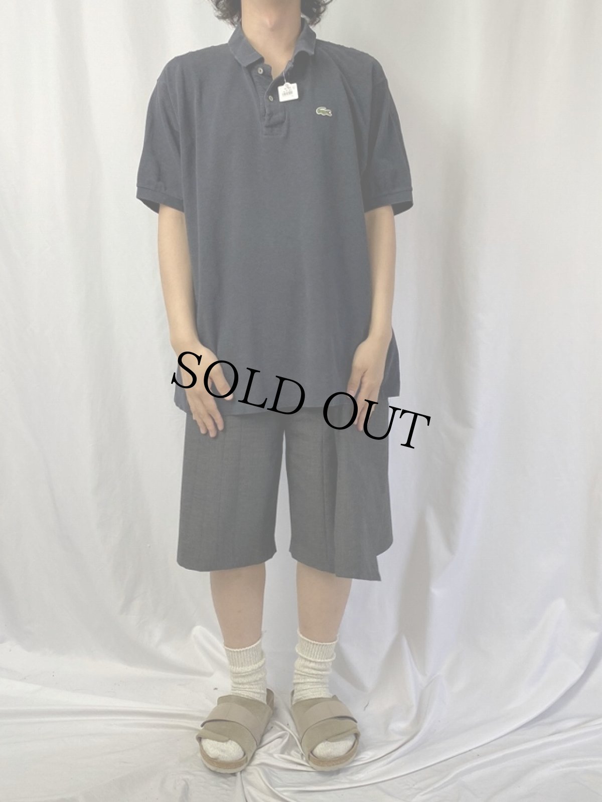 画像2: 70〜80’s CHEMISE LACOSTE FRANCE製 ロゴワッペンポロシャツ BLACK SIZE8 (2)