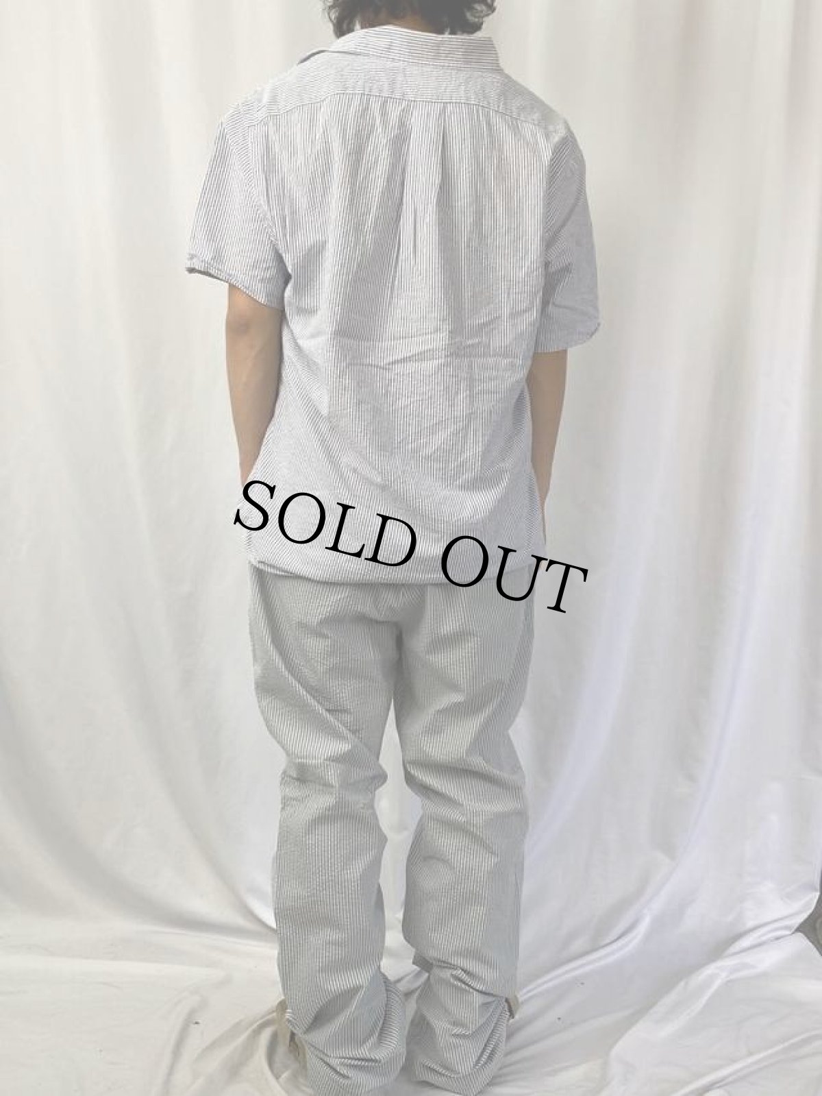 画像4: Ralph Lauren "CUSTOM FIT" ストライプ柄 シアサッカーボタンダウンシャツ L (4)