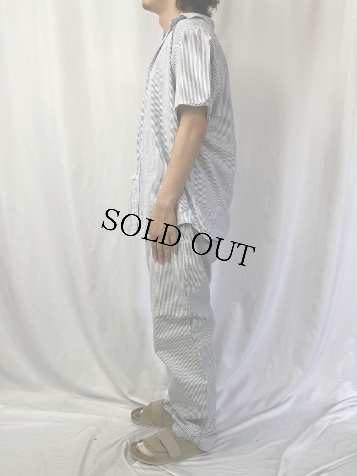 画像3: Ralph Lauren "CUSTOM FIT" ストライプ柄 シアサッカーボタンダウンシャツ L (3)