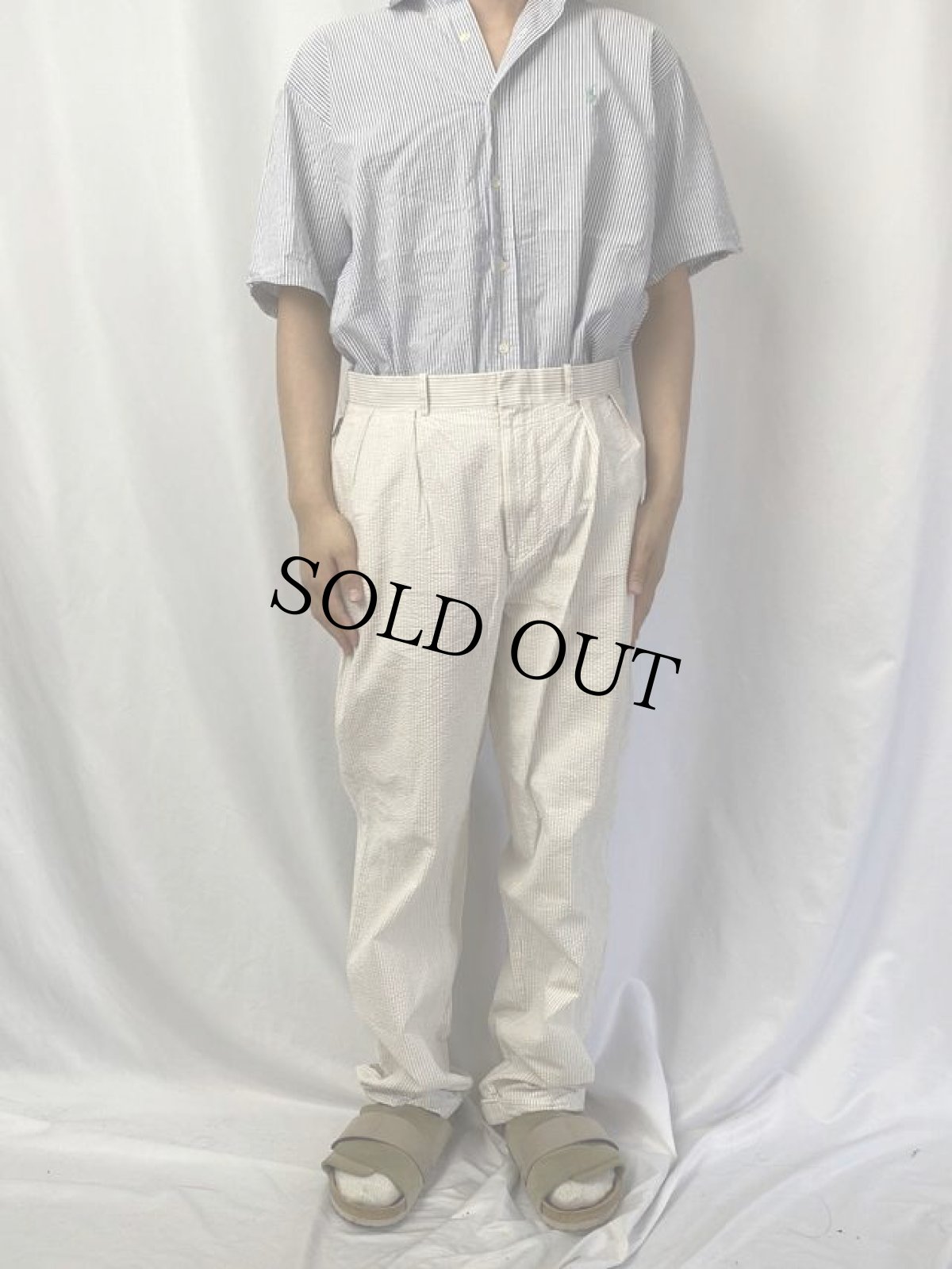 画像2: POLO Ralph Lauren ストライプ柄 シアサッカースラックス W34 (2)