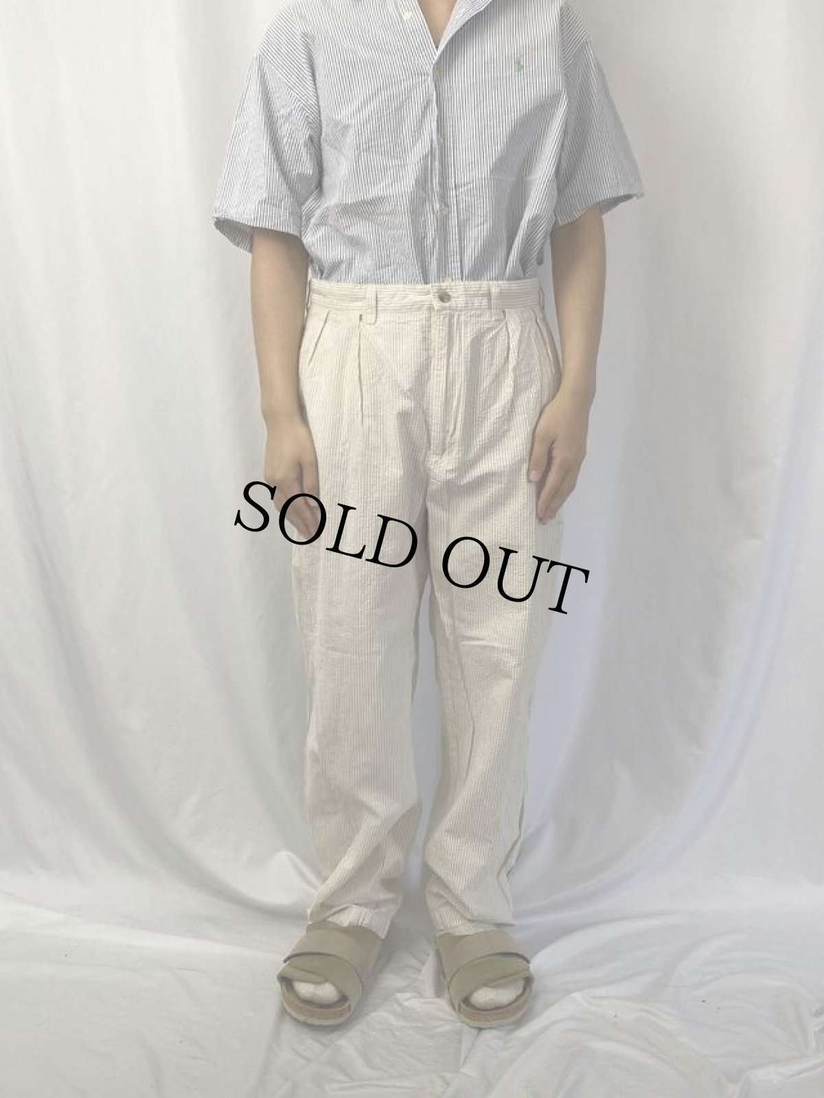 画像2: POLO Ralph Lauren "ANDREW PANT" ストライプ柄 シアサッカースラックス W34 (2)