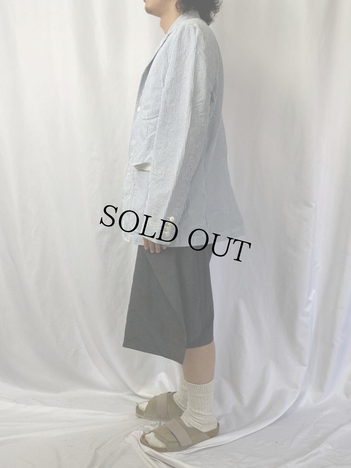 画像3: POLO Ralph Lauren ストライプ柄 シアサッカ―テーラードジャケット 42R (3)