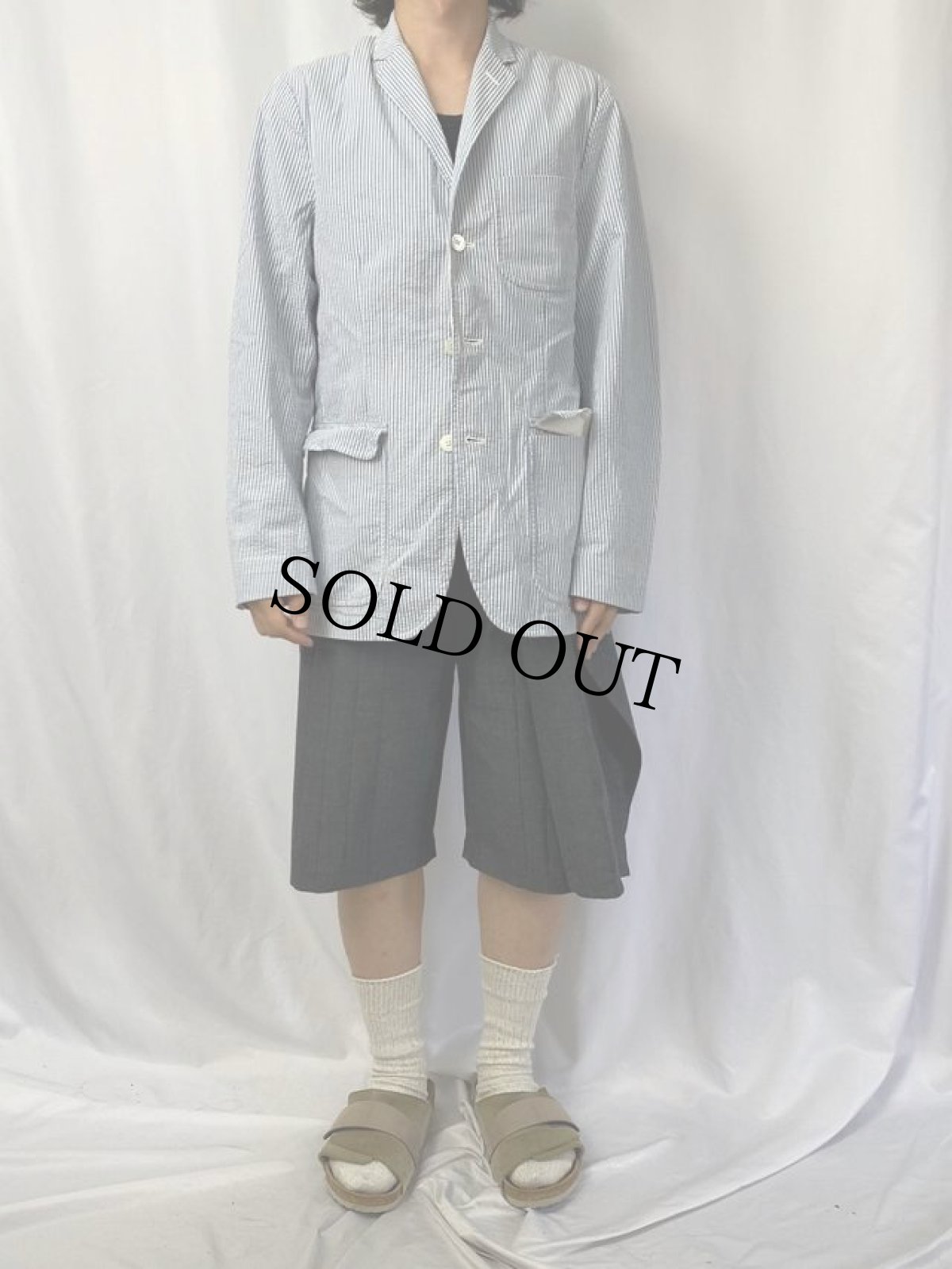 画像2: POLO Ralph Lauren ストライプ柄 シアサッカ―テーラードジャケット 42R (2)