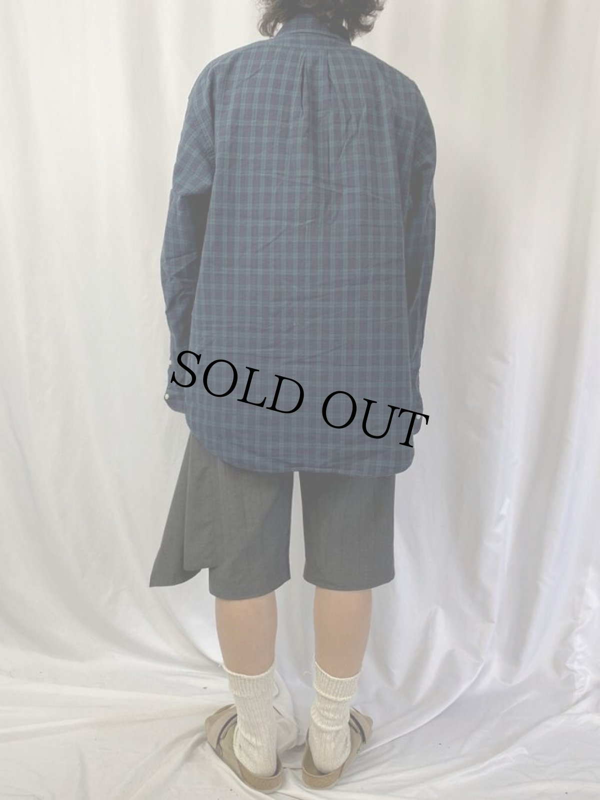 画像4: Ralph Lauren チェック柄 シアサッカーボタンダウンシャツ GREEN L (4)