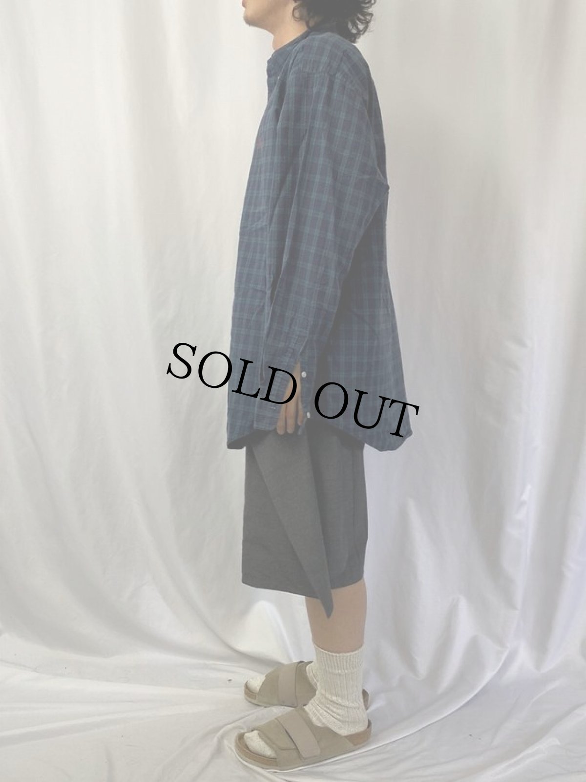 画像3: Ralph Lauren チェック柄 シアサッカーボタンダウンシャツ GREEN L (3)