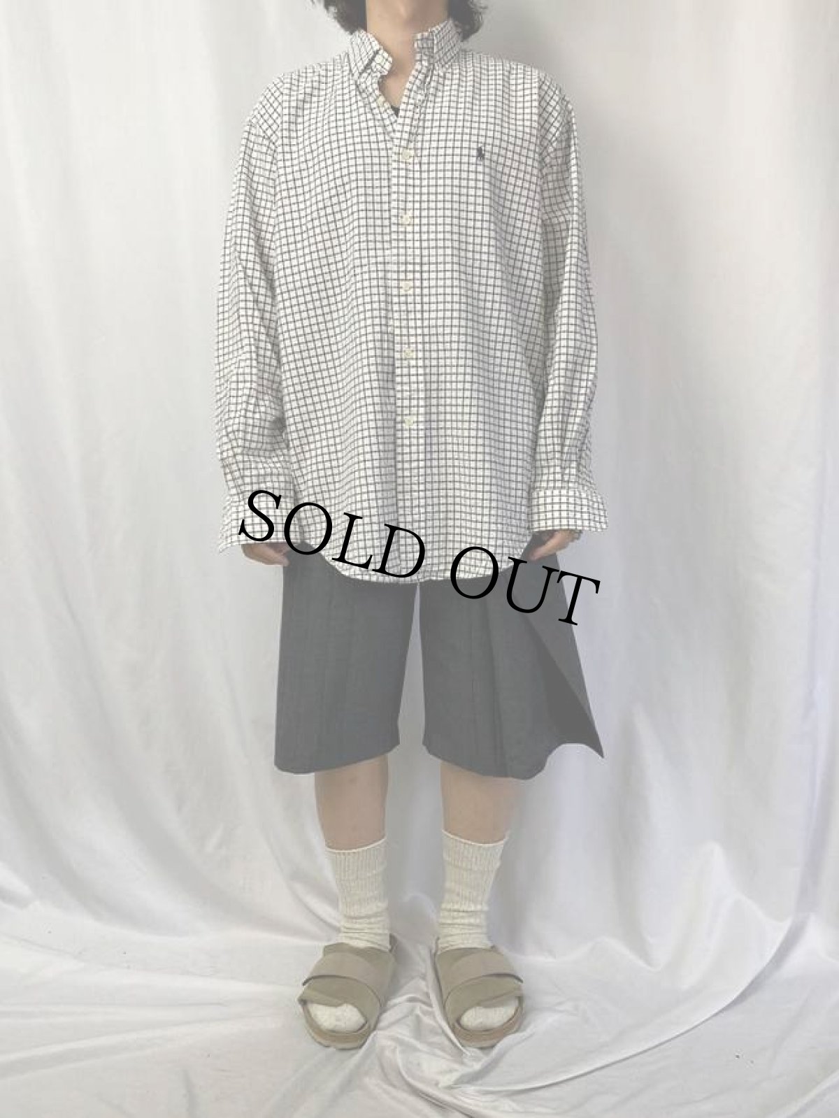 画像2: Ralph Lauren "BLAIRE" チェック柄 シアサッカーボタンダウンシャツ M (2)