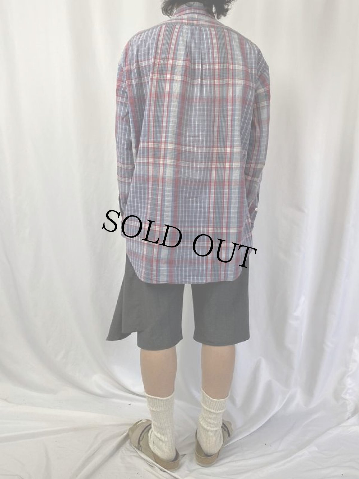 画像4: Ralph Lauren "The Big Shirt" チェック柄 シアサッカーボタンダウンシャツ M (4)