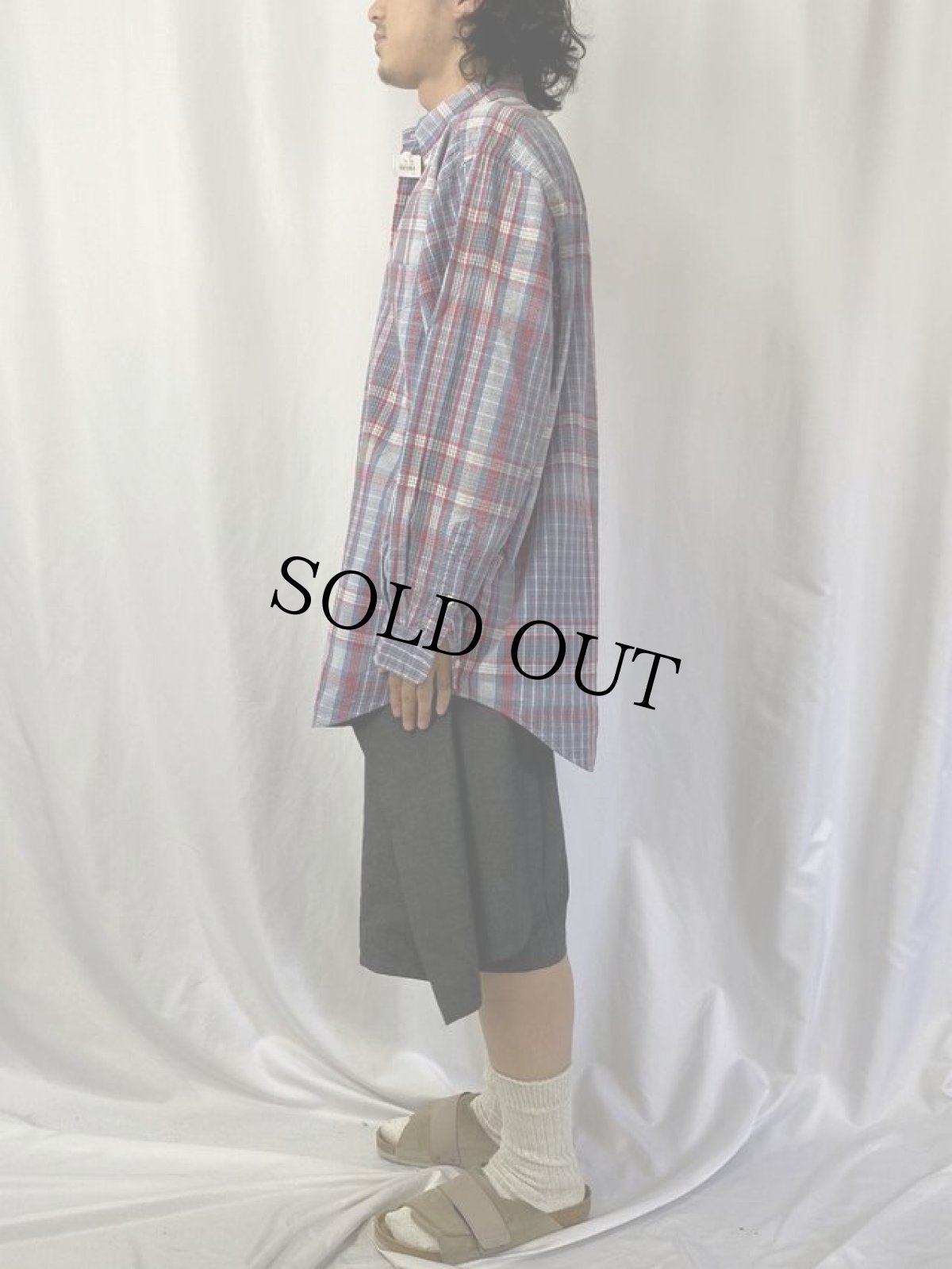 画像3: Ralph Lauren "The Big Shirt" チェック柄 シアサッカーボタンダウンシャツ M (3)