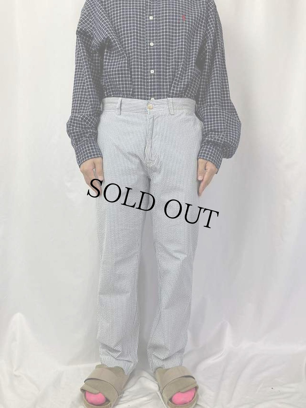 画像2: POLO Ralph Lauren "SUFFIELD PANT" ストライプ柄 シアサッカーパンツ W33 (2)