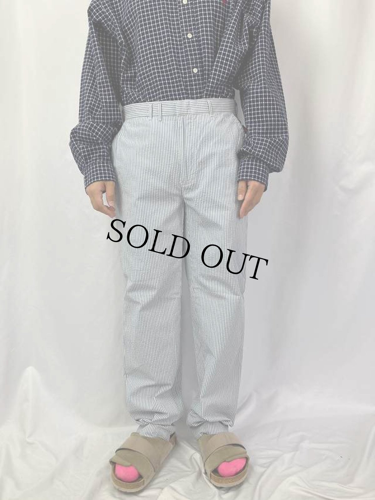 画像2: POLO Ralph Lauren ストライプ柄 シンチバック シアサッカーパンツ W32 (2)