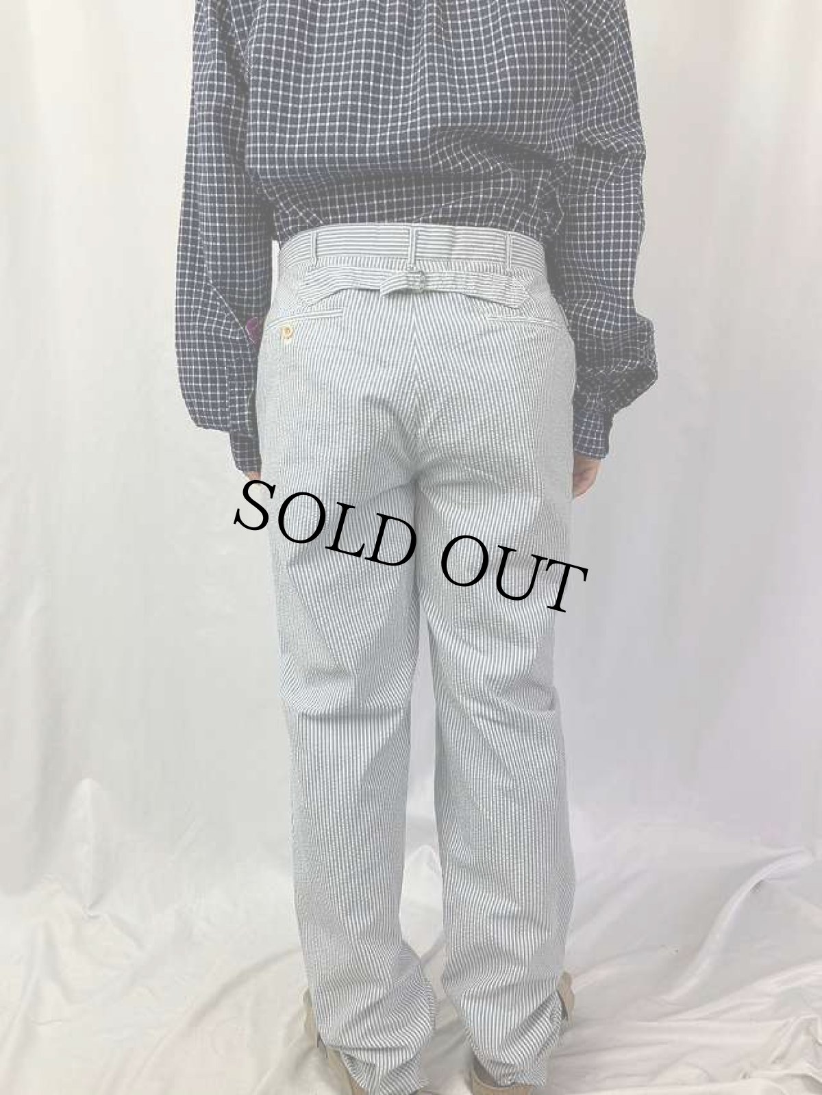 画像4: POLO Ralph Lauren ストライプ柄 シンチバック シアサッカーパンツ W32 (4)