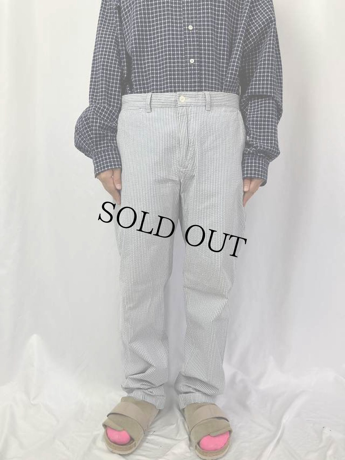 画像2: POLO Ralph Lauren ストライプ柄 シアサッカーパンツ W34 (2)