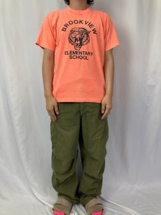 画像2: 80's USA製 "BROOKVIEW ELEMENTARY SCHOOL" タイガープリントTシャツ L (2)