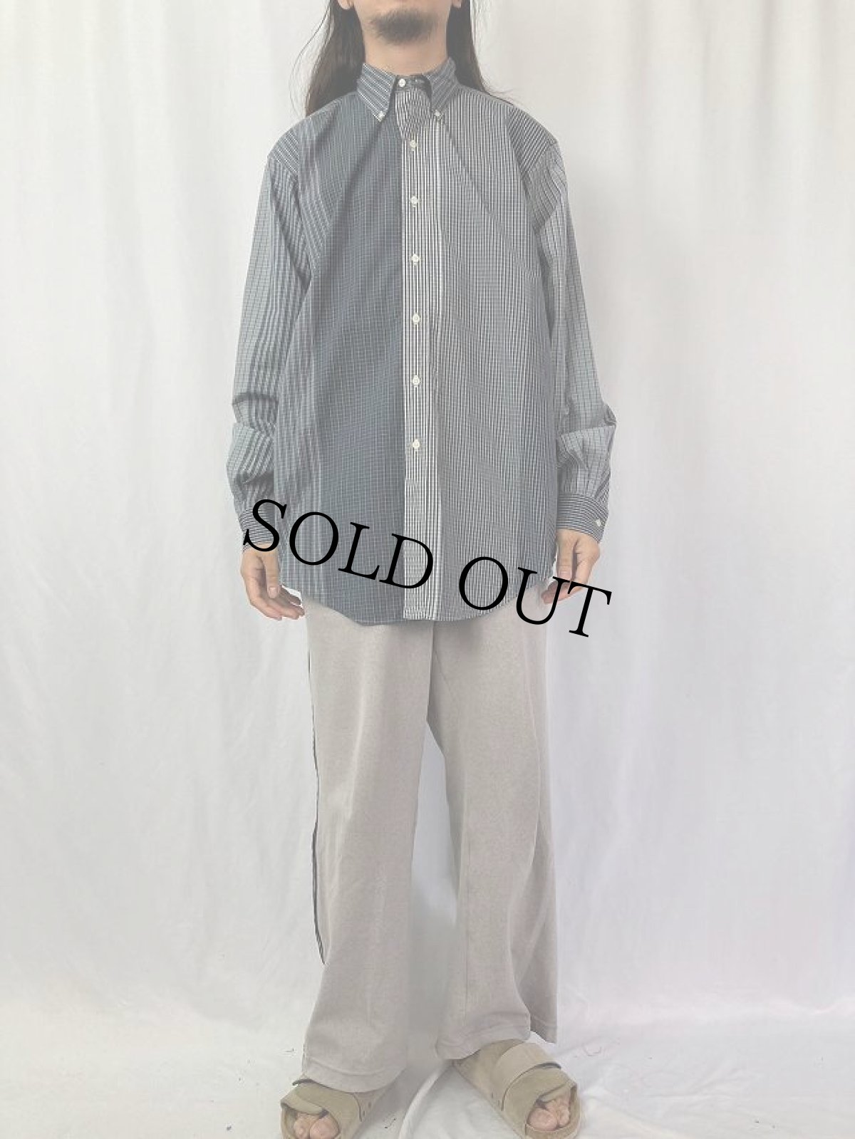 画像2: Ralph Lauren "CLASSIC FIT" チェック柄 クレイジーパターン コットンボタンダウンシャツ L (2)