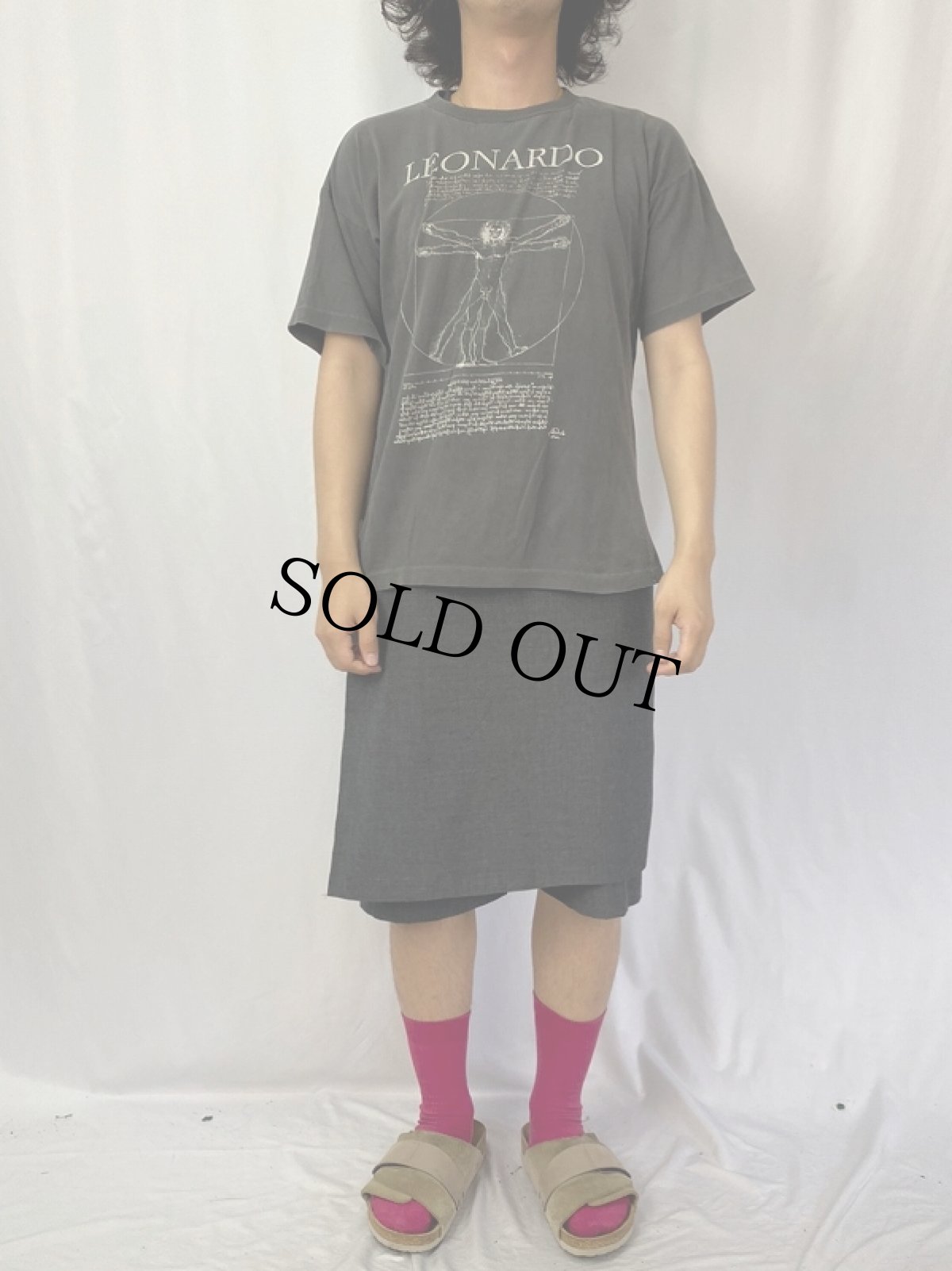 画像2: 80's〜 LEONARD DE VINCI ウィトルウィウス的人体図 アートプリントTシャツ L (2)