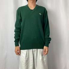 画像2: 70〜80's CHEMISE LACOSTE FRANCE製 Vネック ウール×アクリルニットセーター SIZE4 (2)