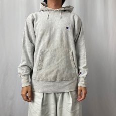 画像2: 90's Champion REVERSE WEAVE USA製 ロゴ刺繍 スウェットフーディー L (2)