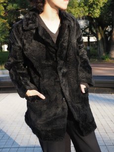 画像1: 60〜70's BRENT フェイクファーコート BLACK SIZE18 (1)