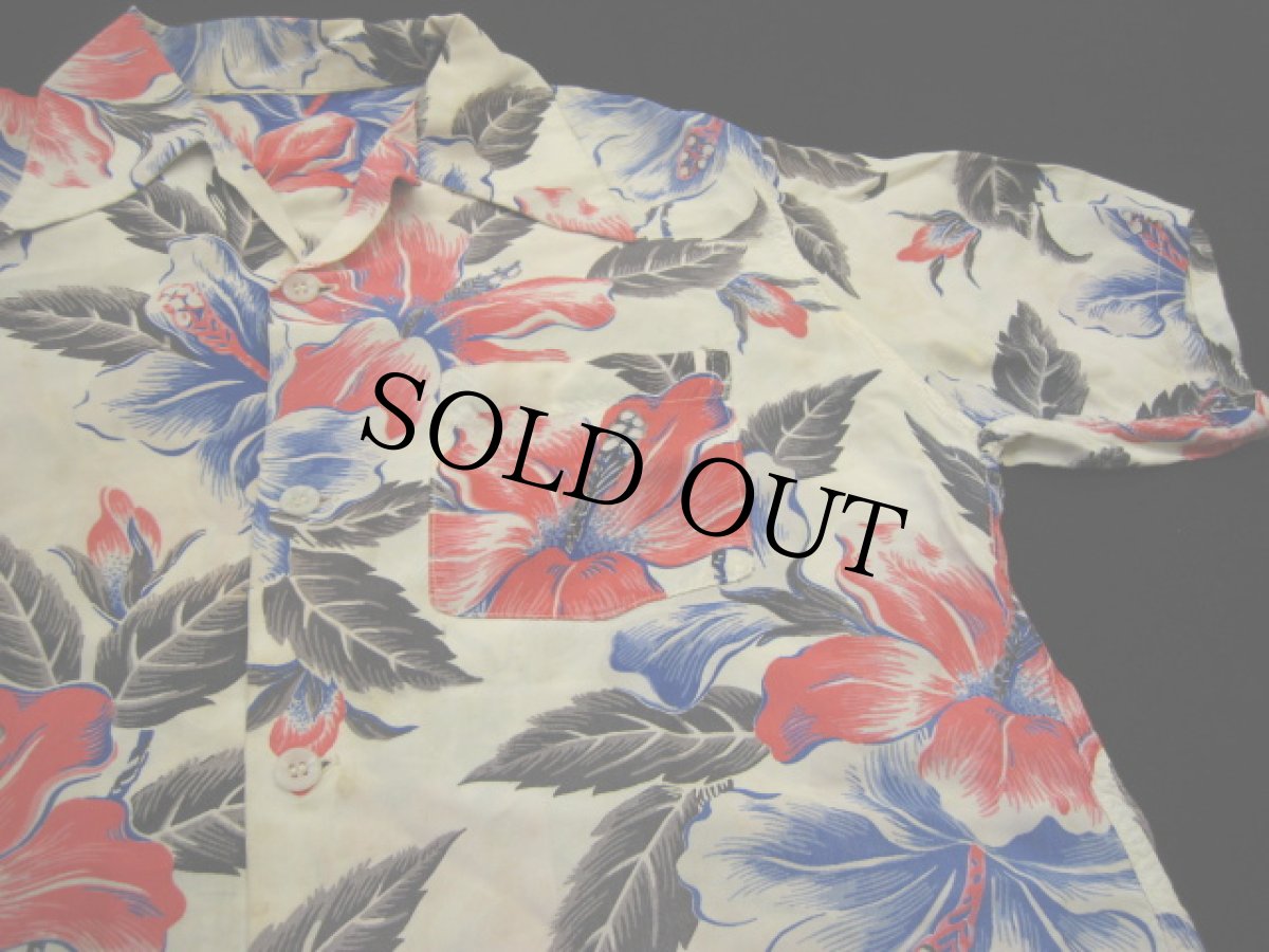 画像1: 50's RAYON HAWAIIAN SHIRT (1)