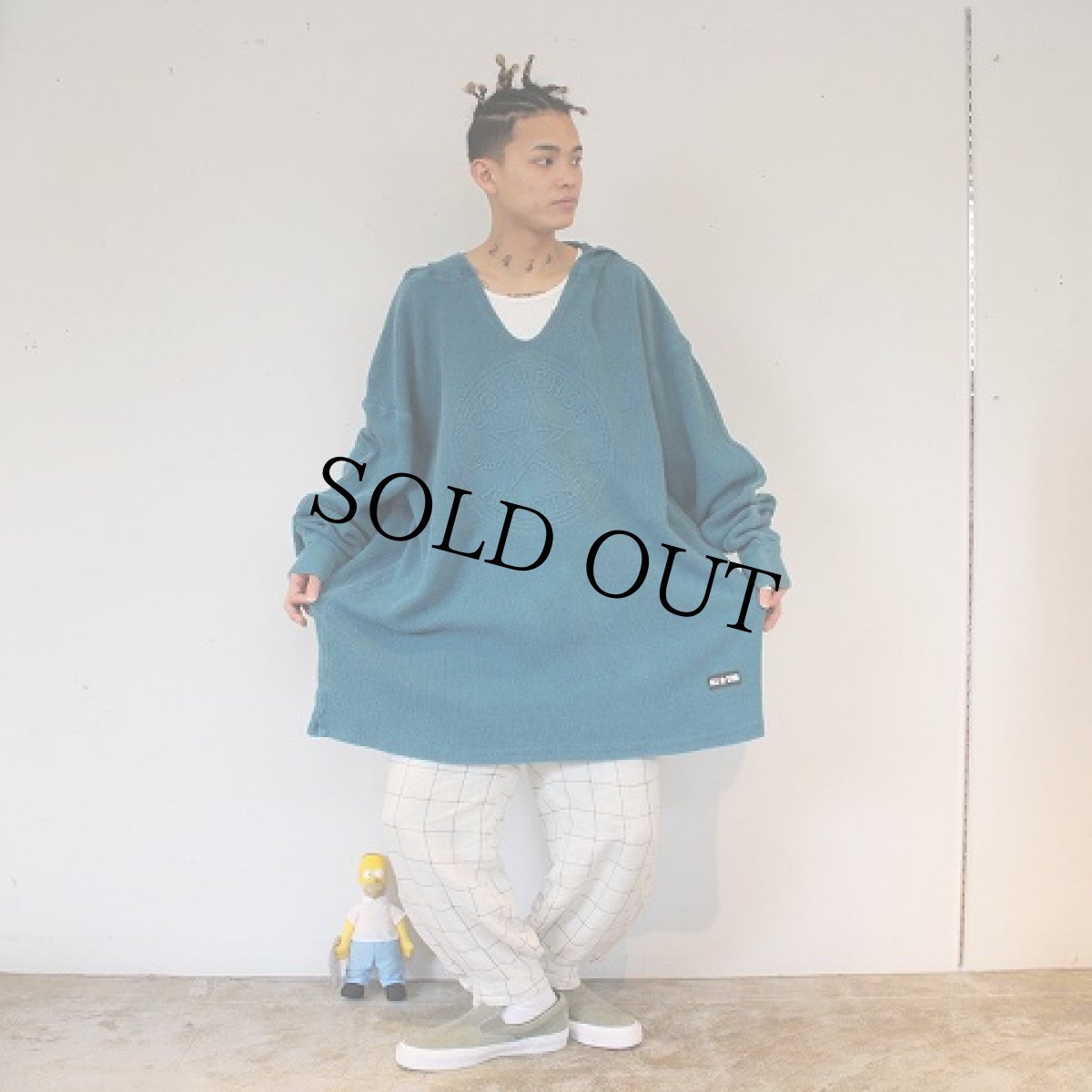 画像3: 90's CONVERSE USA製 エンボスロゴ コットンニットパーカー M (3)