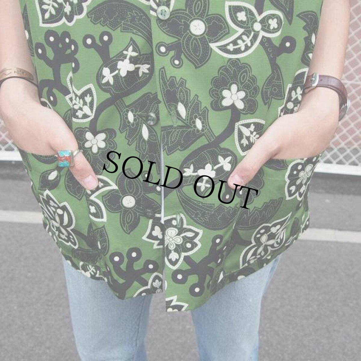 画像8: 50's〜60's 花柄ナイロン 開襟アロハシャツ (8)