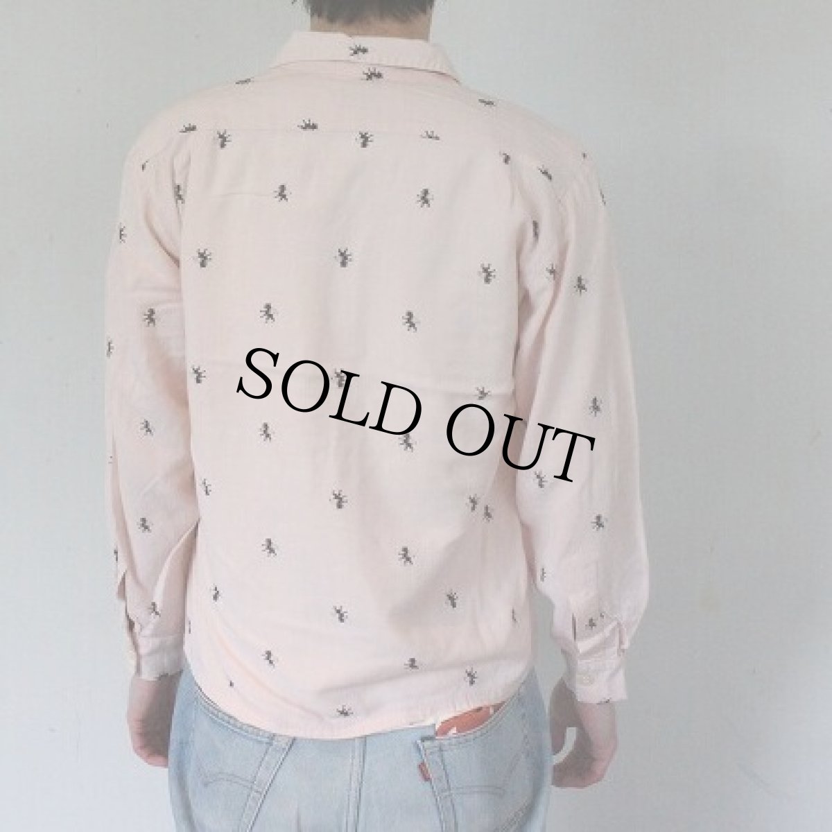 画像4: 50's Lancer Lion Pattern 黒ピン Rayon Shirts M (4)