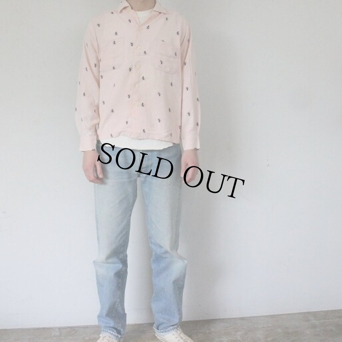 画像5: 50's Lancer Lion Pattern 黒ピン Rayon Shirts M (5)