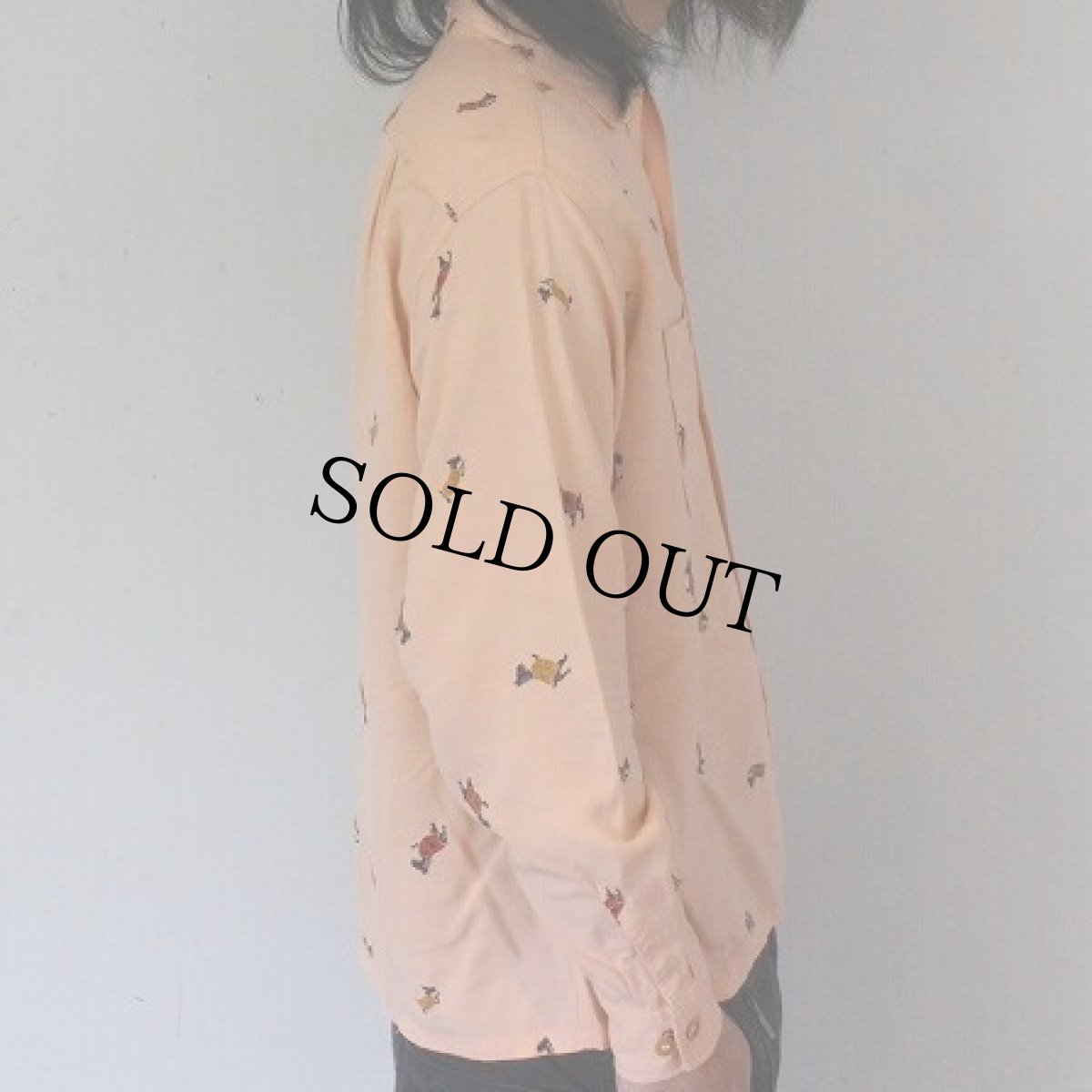 画像3: 50's Nofade Dog Pattern 黒ピン Rayon Shirts M (3)