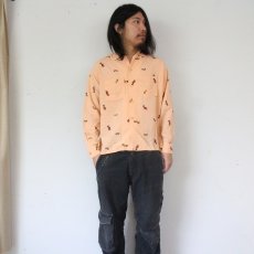 画像5: 50's Nofade Dog Pattern 黒ピン Rayon Shirts M (5)