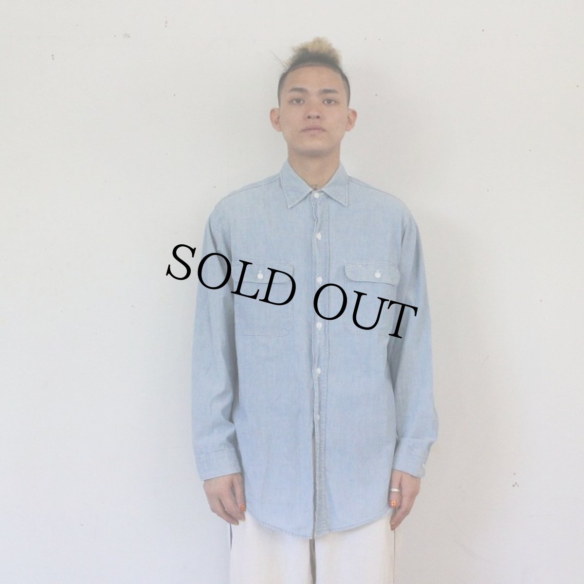 画像2: 50〜60's BIG MAC マチ付き シャンブレーシャツ (2)